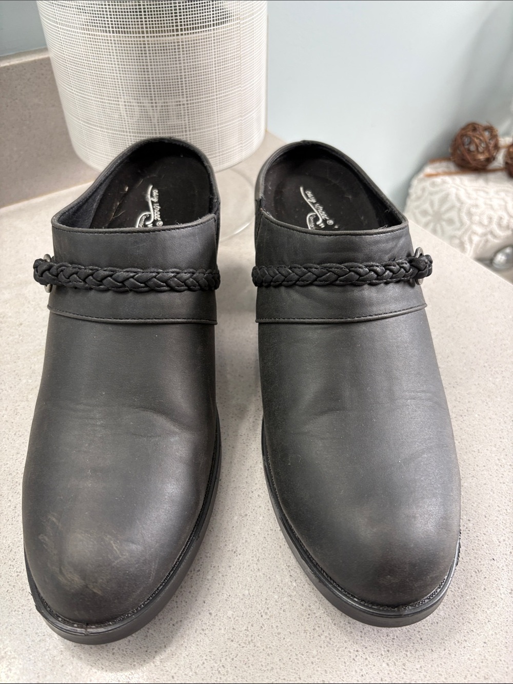 easy street Black Braided-Trim Slip-On Loafers